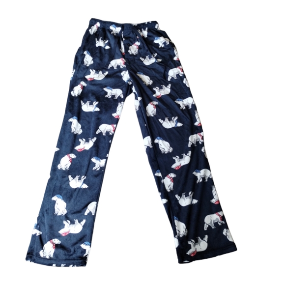 Christmas Polar Bear Print Microfleece PJ pajamas lounge Pants bottoms boy small - Picture 1 of 9